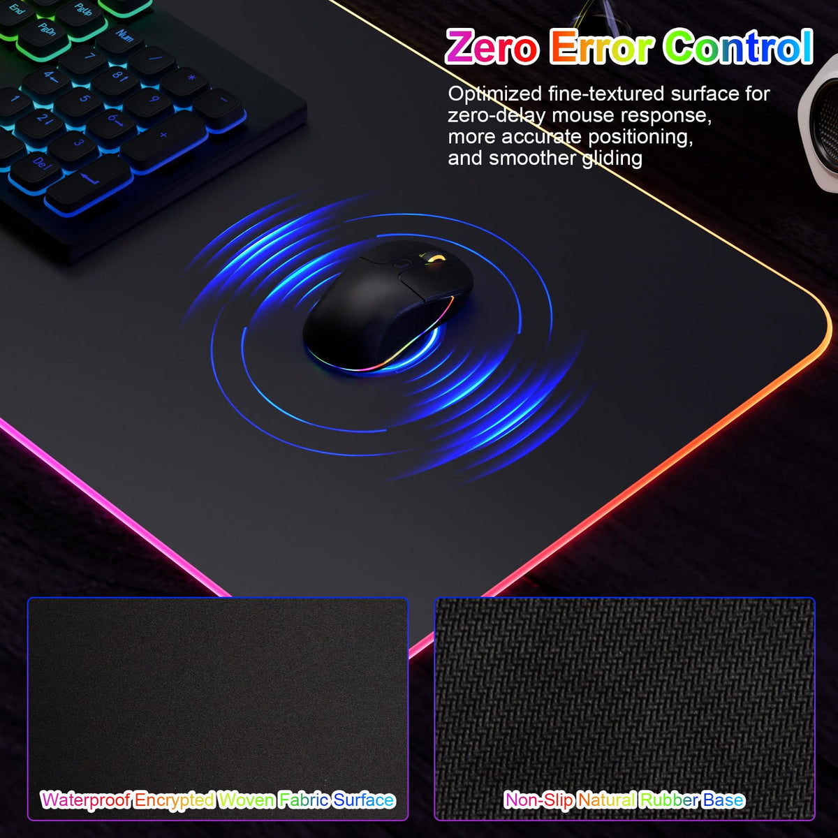 HAUTOCO Wireless Charging Mouse Pad, RGB Large Gaming Desk Mat