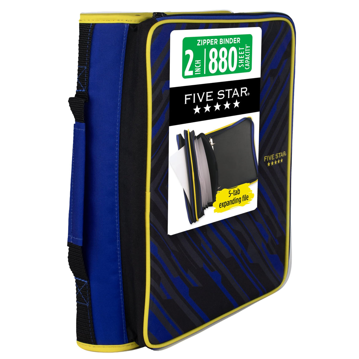 Five Star Zipper Binder 2 Inch O-Rings Case Organiser with Multi-Access and 5-Tab Expanding File