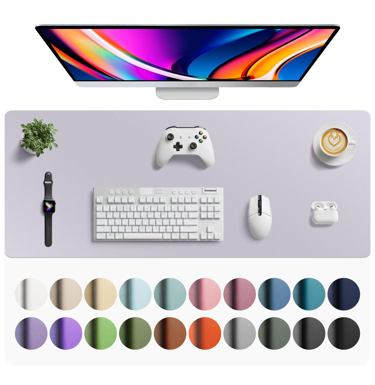 Aothia Faux Leather Desk Mat - Large Mouse Pad, Non-Slip PU Leather Blotter, Waterproof Writing