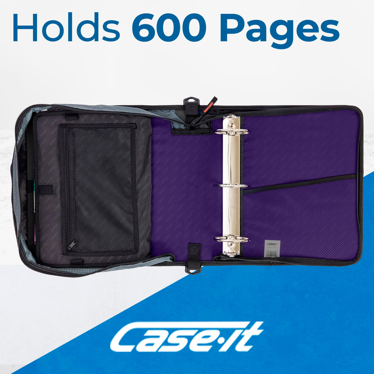 Case-it Zipper Binder | 3-Inch O-Rings | 600-Sheet | D-146 Purple Eclipse