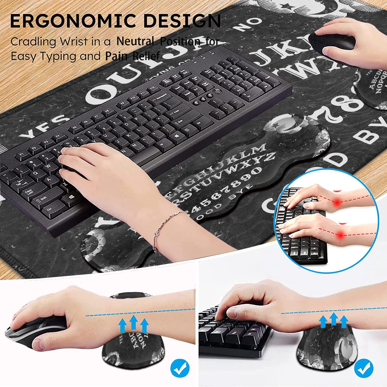 Gaming Mouse Pad XXL Large Desk Mat Ouija Board Witch Extended Mousepad Non-Slip Rubber Mice Pads