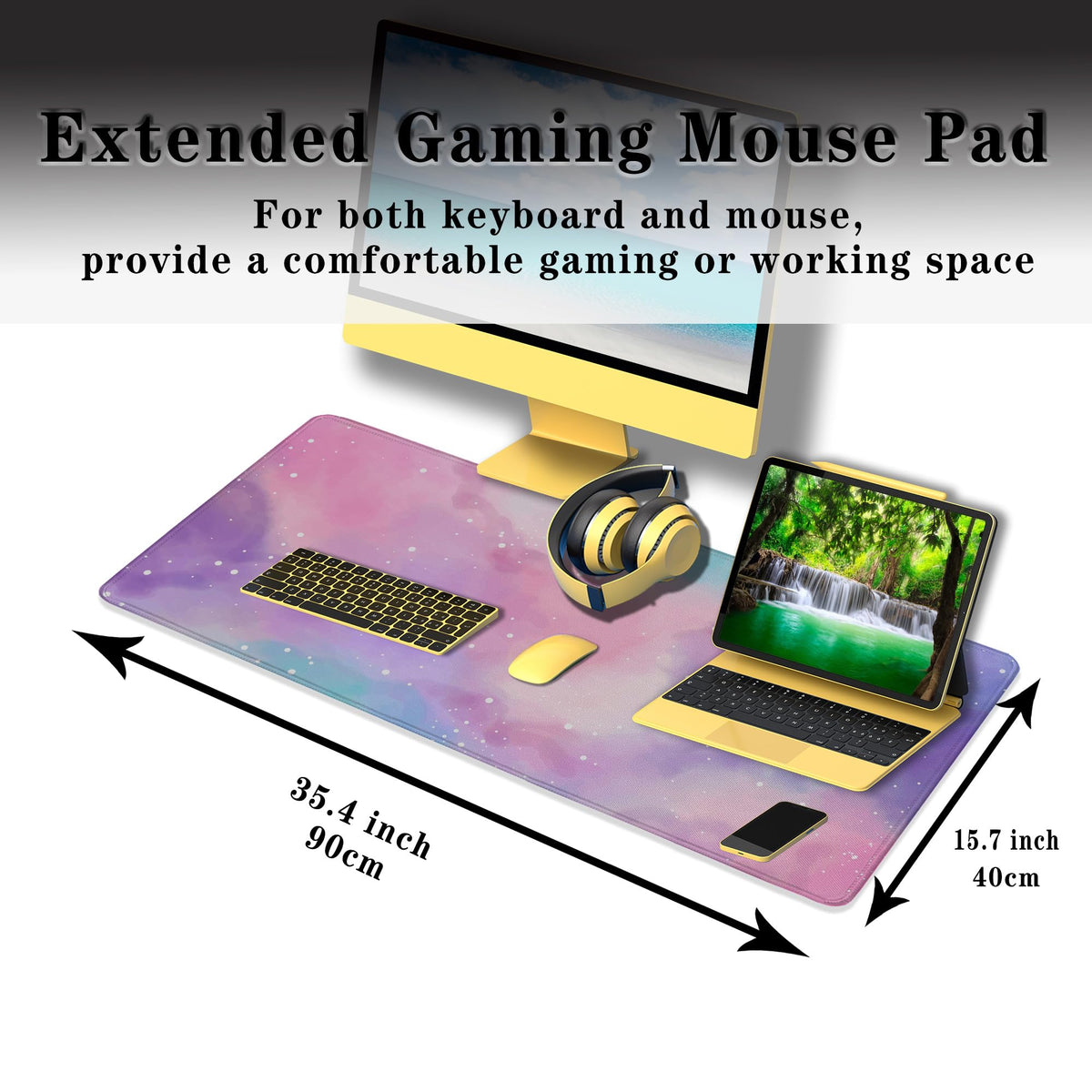 Samgula Gaming Pink Mouse Pad Purple Game Mat Big Mouse Pads Desk Mat for Women Computer Mat Pc