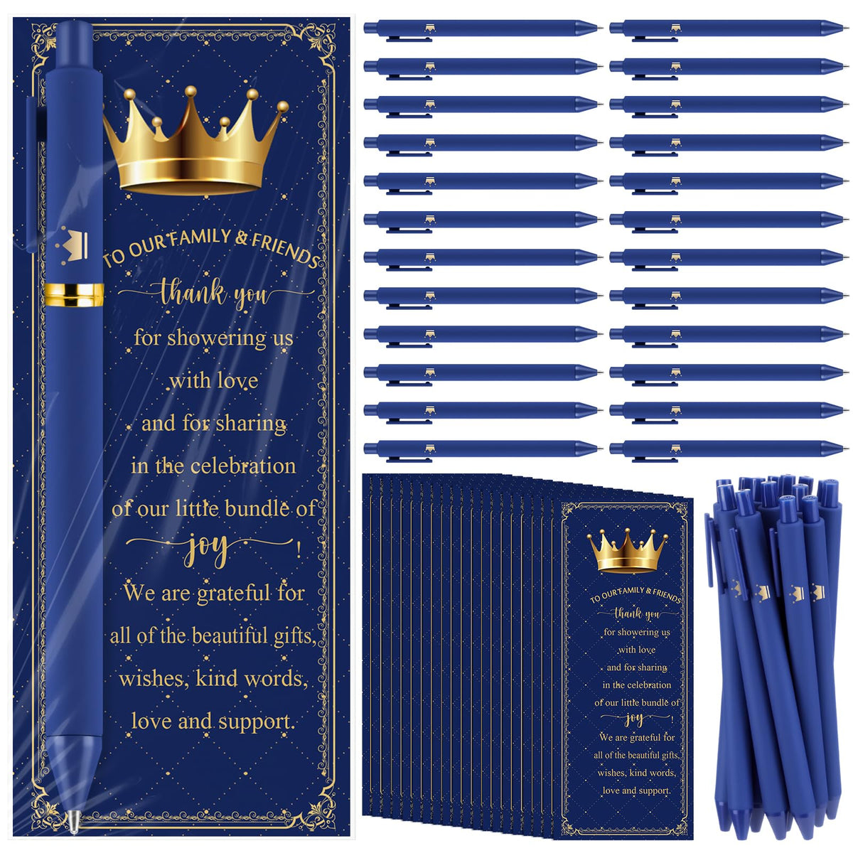 Engrowtic 50 Set Baby Shower Gifts Pens for Guests Bulk Royal Baby Shower Party Favor Retractable