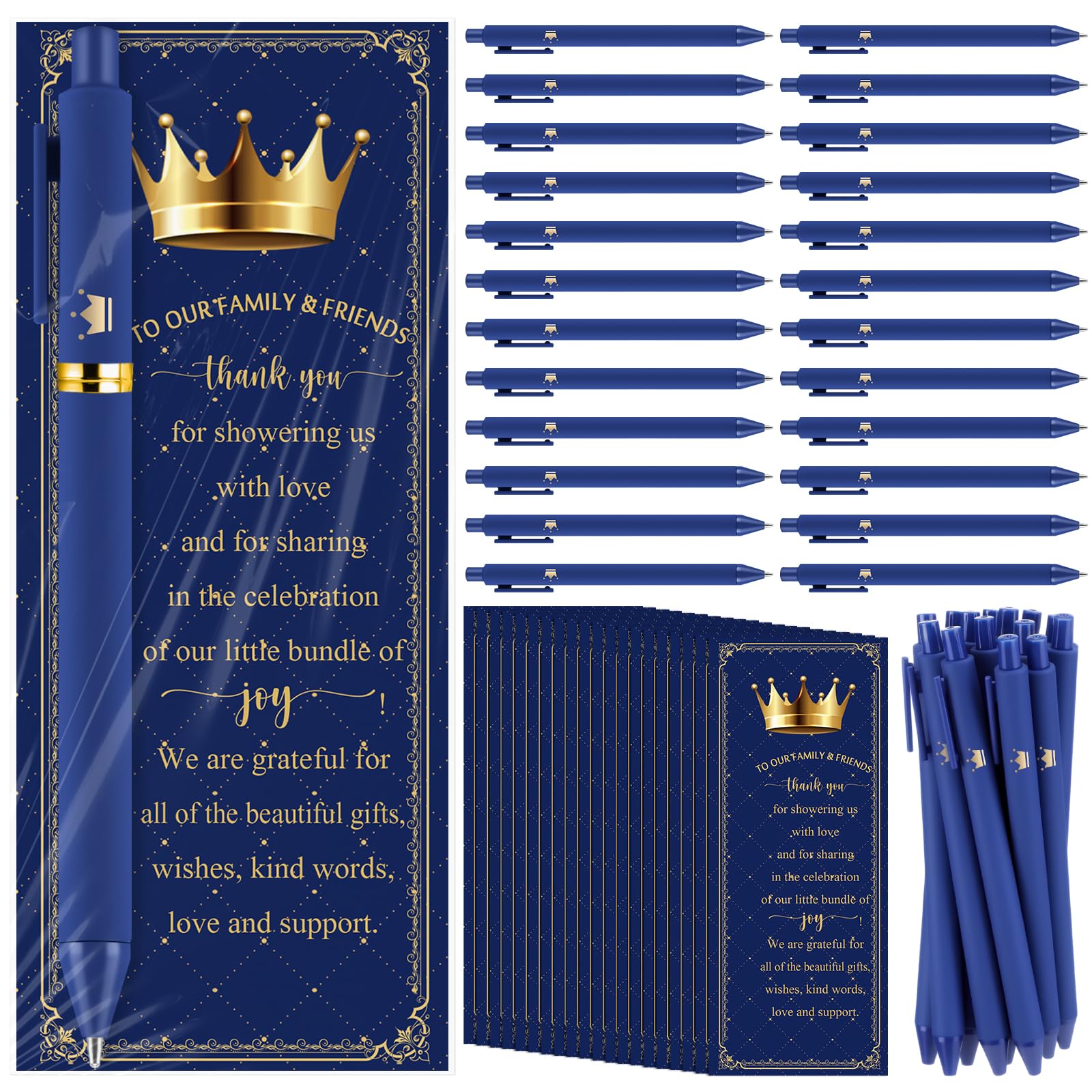 Engrowtic 50 Set Baby Shower Gifts Pens for Guests Bulk Royal Baby Shower Party Favor Retractable