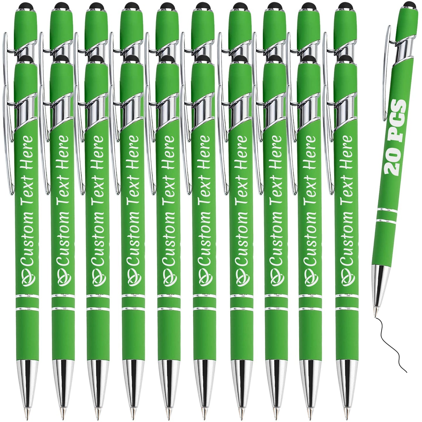 Personalized Pens Bulk 20 with Name Custom Engraving Ballpoint Pens with Stylus Tip Customized