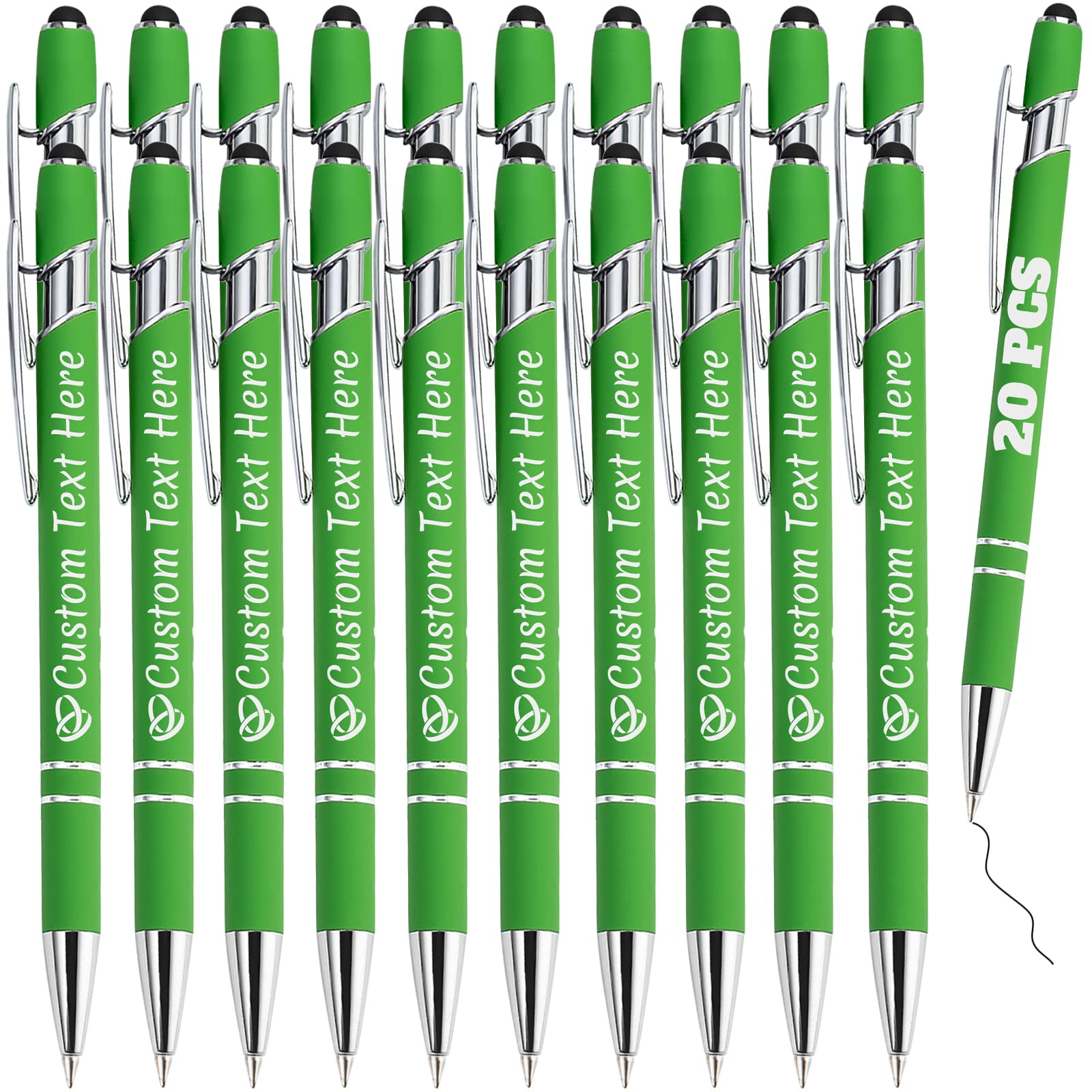 Personalized Pens Bulk 20 with Name Custom Engraving Ballpoint Pens with Stylus Tip Customized