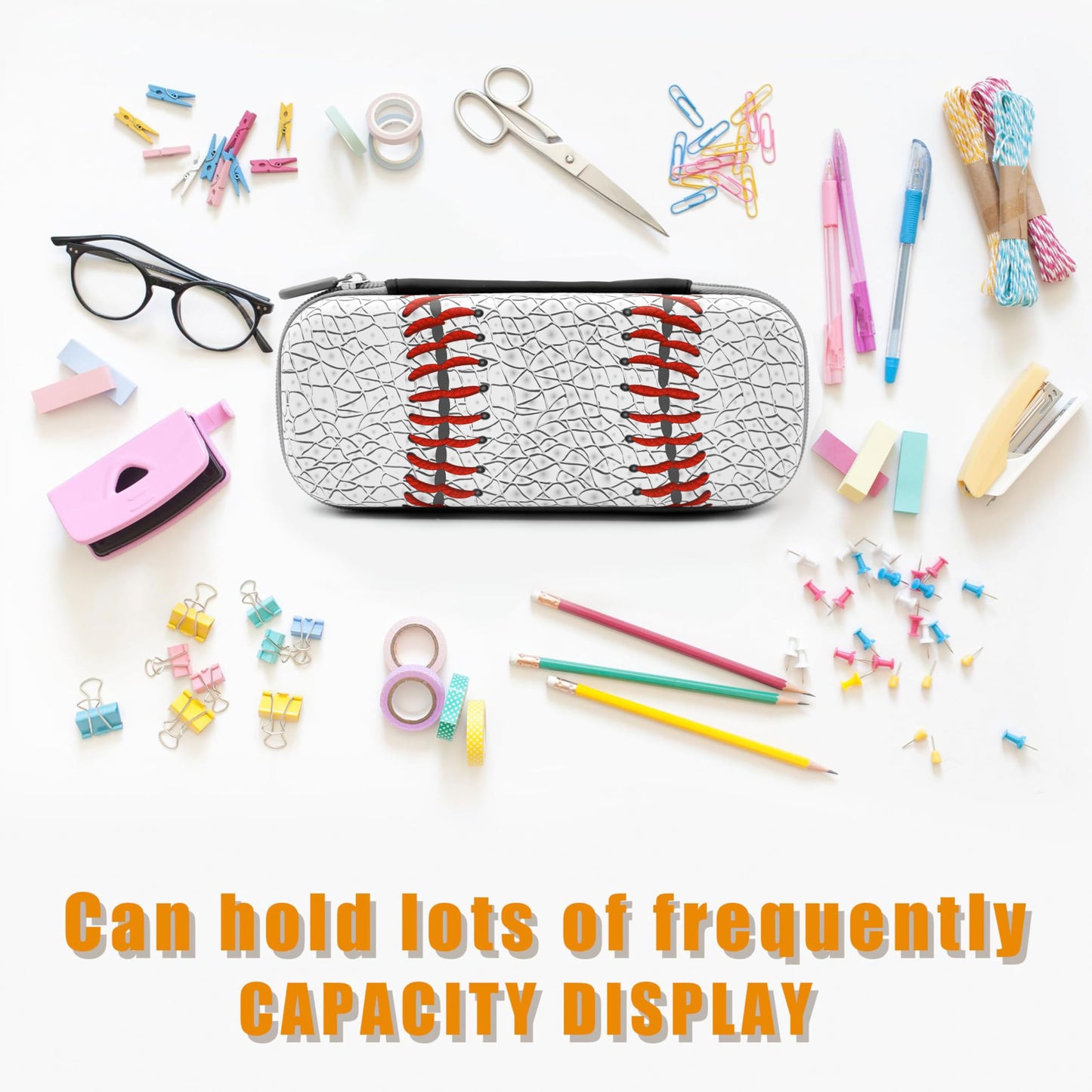 WtallasiSei Baseball Pencil Case Zip Pencil Box Multi Pouch Holder Desk Organizer For Boys Girls