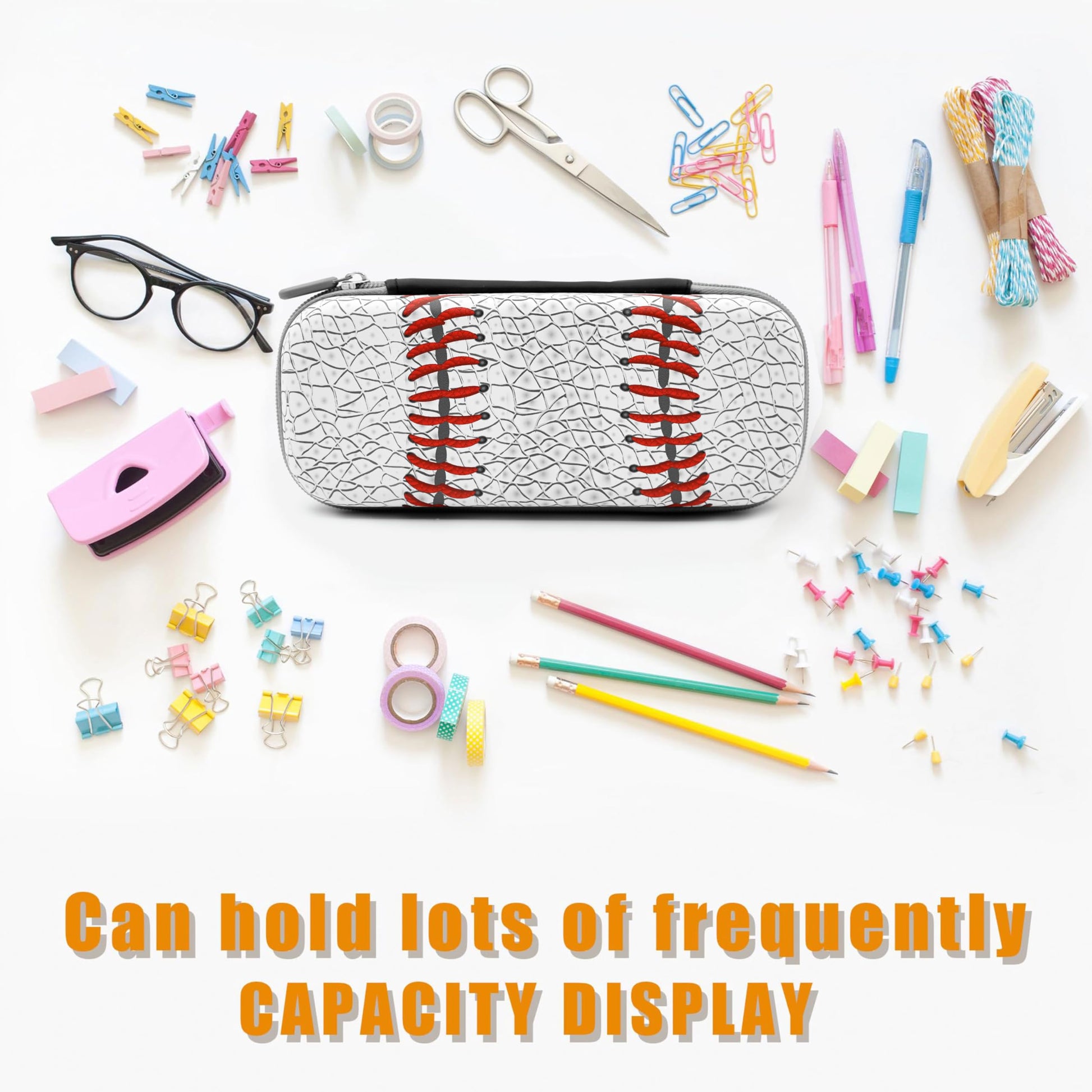 WtallasiSei Baseball Pencil Case Zip Pencil Box Multi Pouch Holder Desk Organizer For Boys Girls