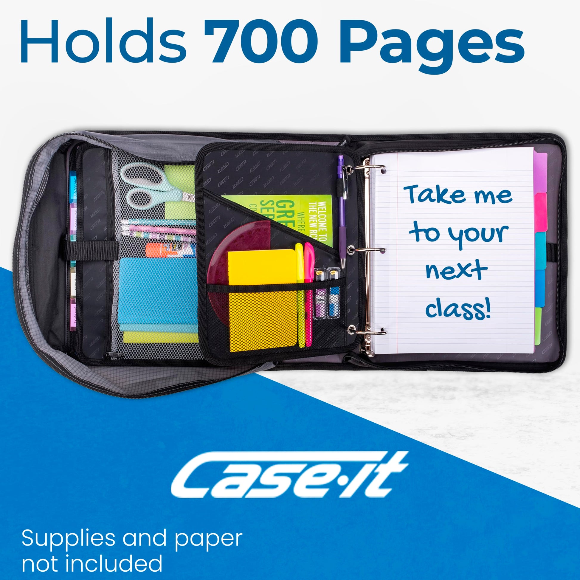 Case-it Dual Zipper Binder | Two 2" D-Rings | 800-Sheet | Dual-301 Blue