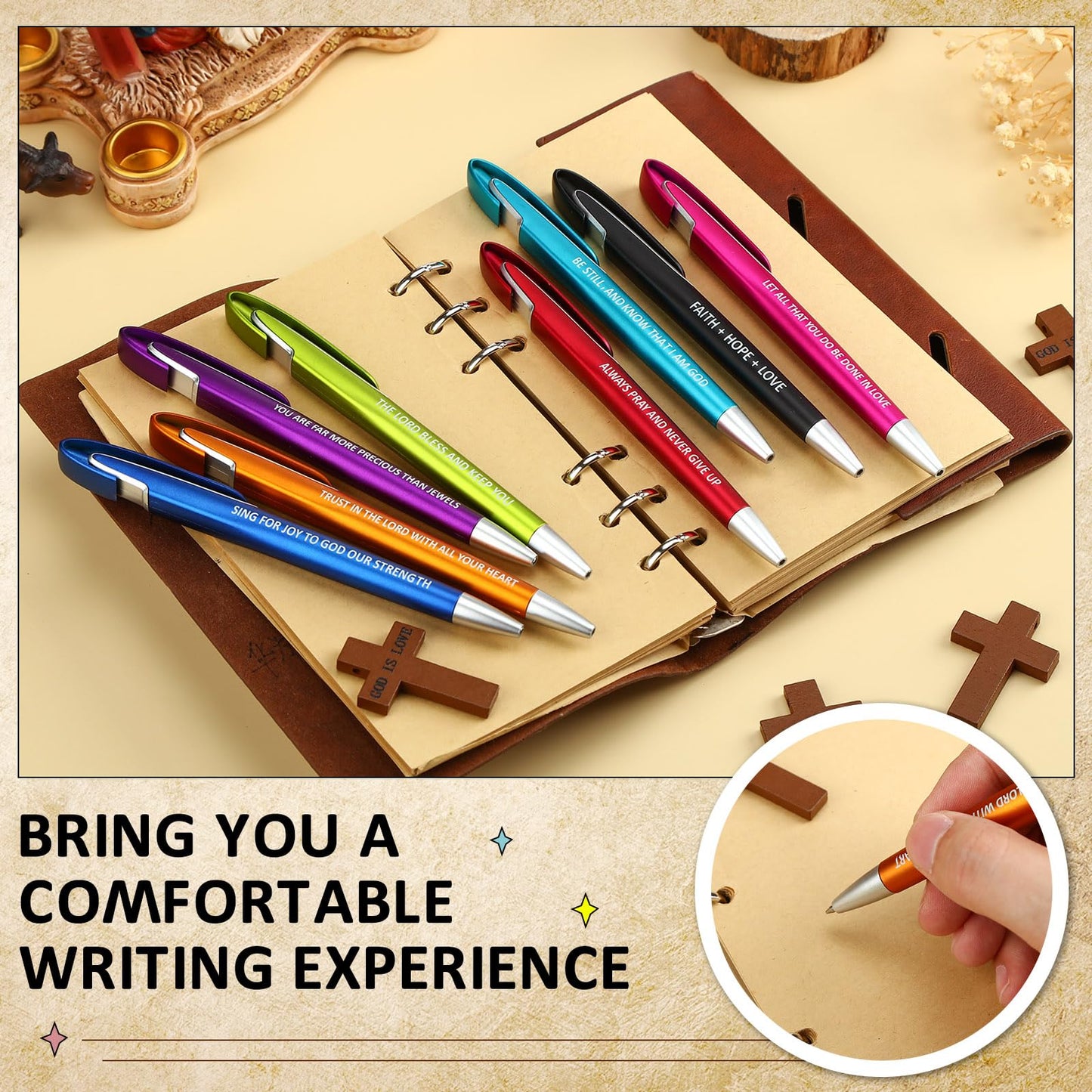 Lincia 100 Pcs Bible Verse Ballpoint Pens Bulk, Medium Point, Black Ink