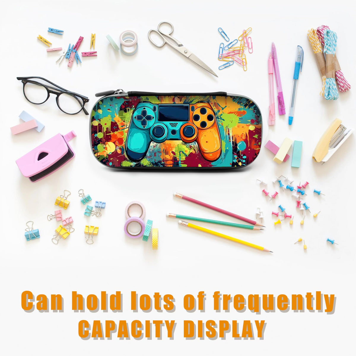 WtallasiSei Game Pencil Case Zip Pencil Box Multi Pouch Holder Desk Organizer For Boys Girls School
