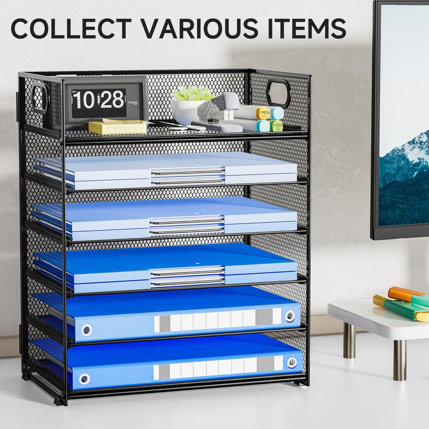 Kinkota 6-Tier Paper Organizer for Desk with Handle