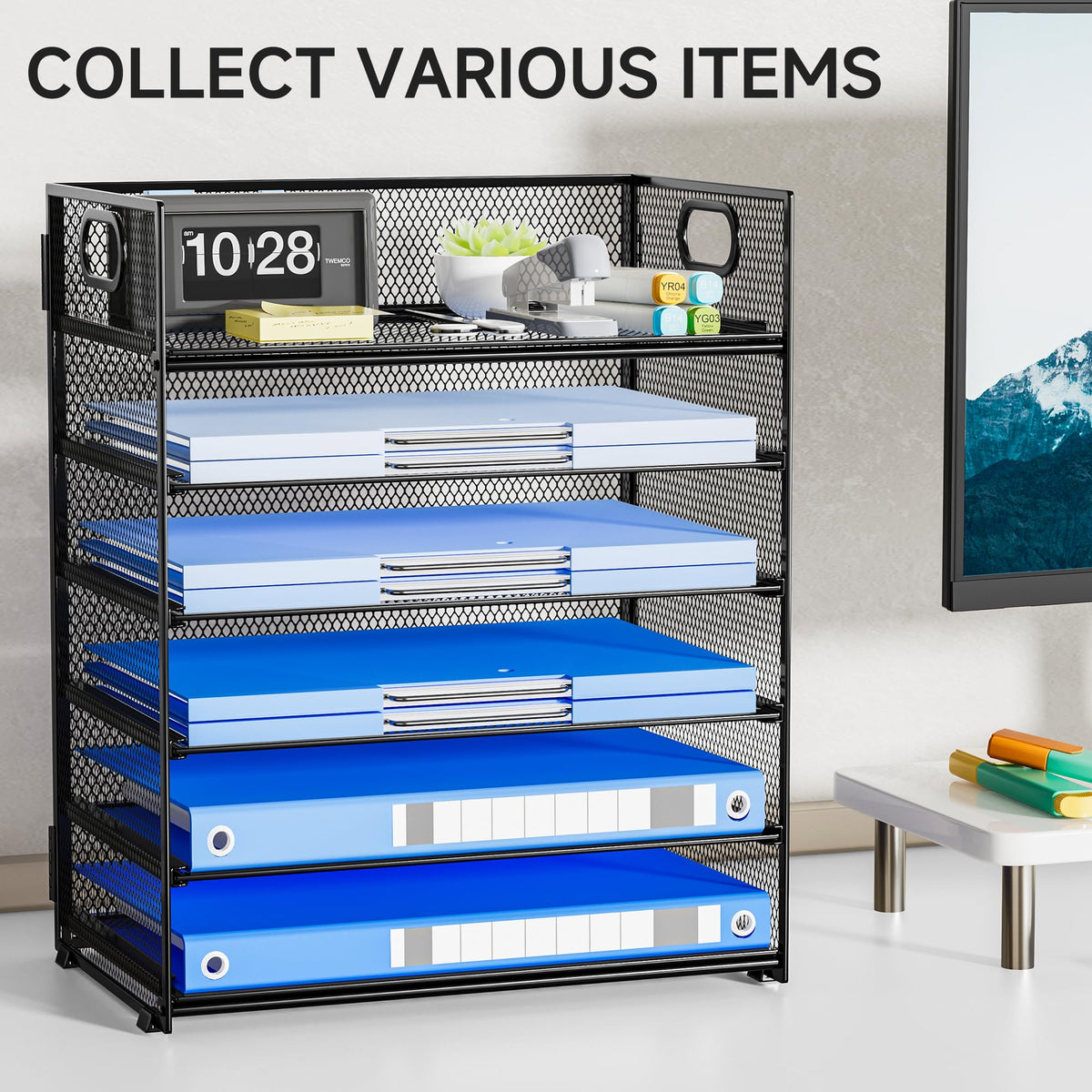 Kinkota 6-Tier Paper Organizer for Desk with Handle