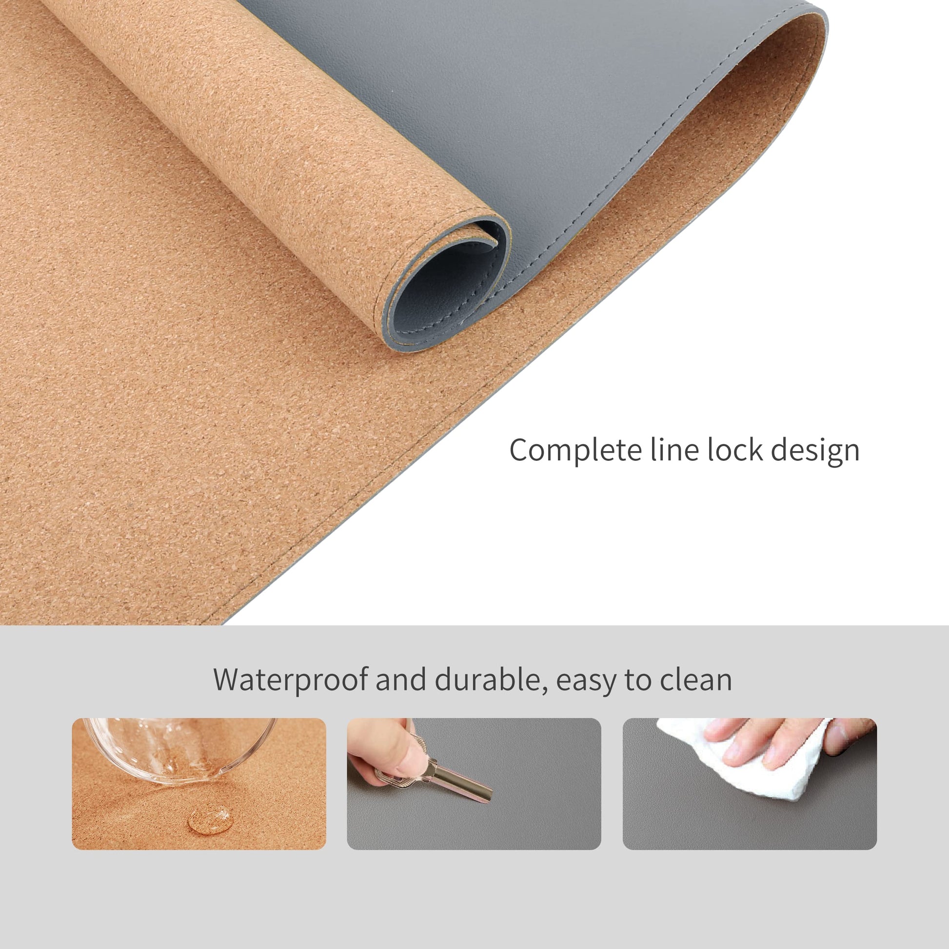 RENMTURE Dual-Sided Mouse Pad, Natural Cork & PU Leather Large Desk Pad for Office and Home Work