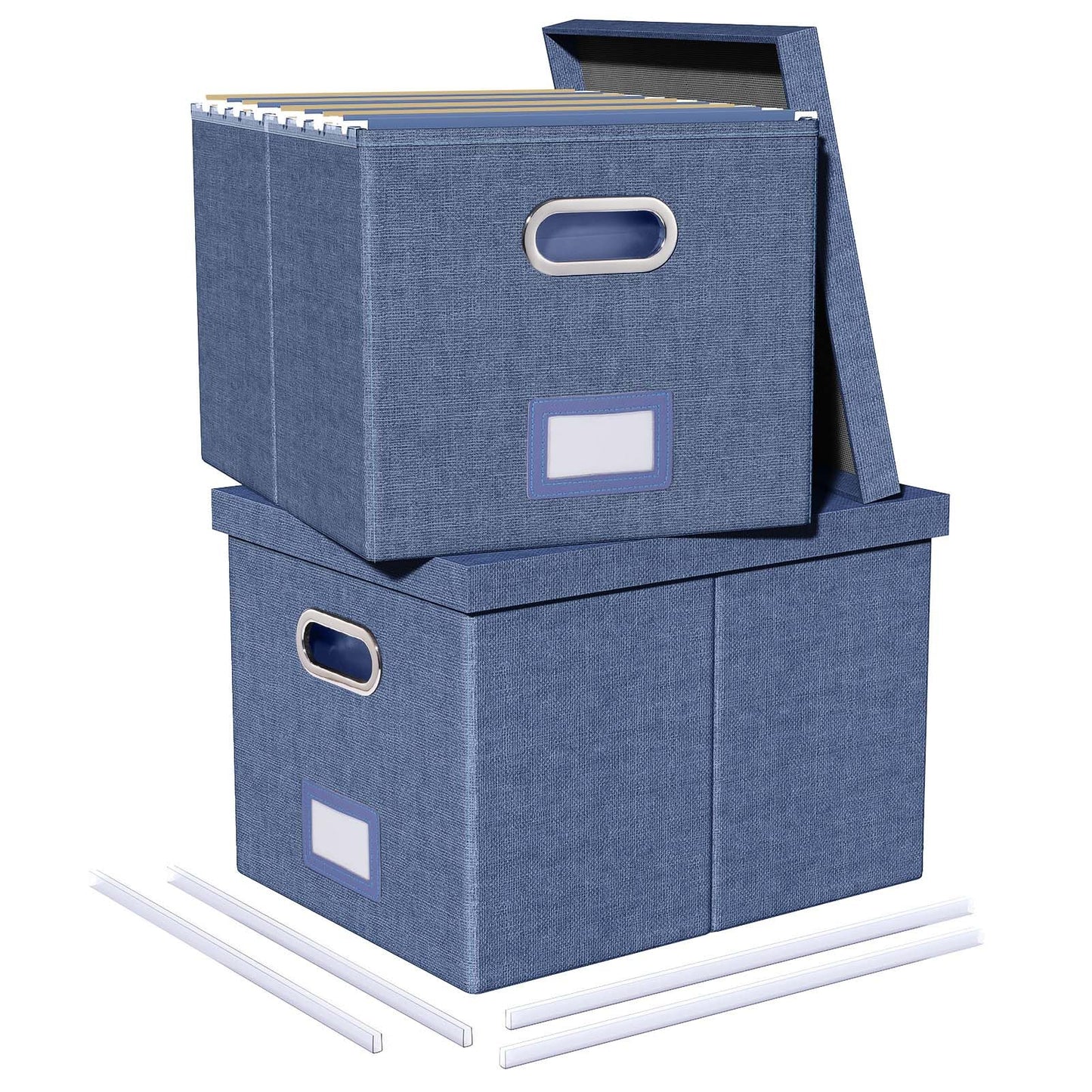 Oterri 2 Pack File Storage Organizer, Document Organizer, Portable File Box with Lid, Fit for