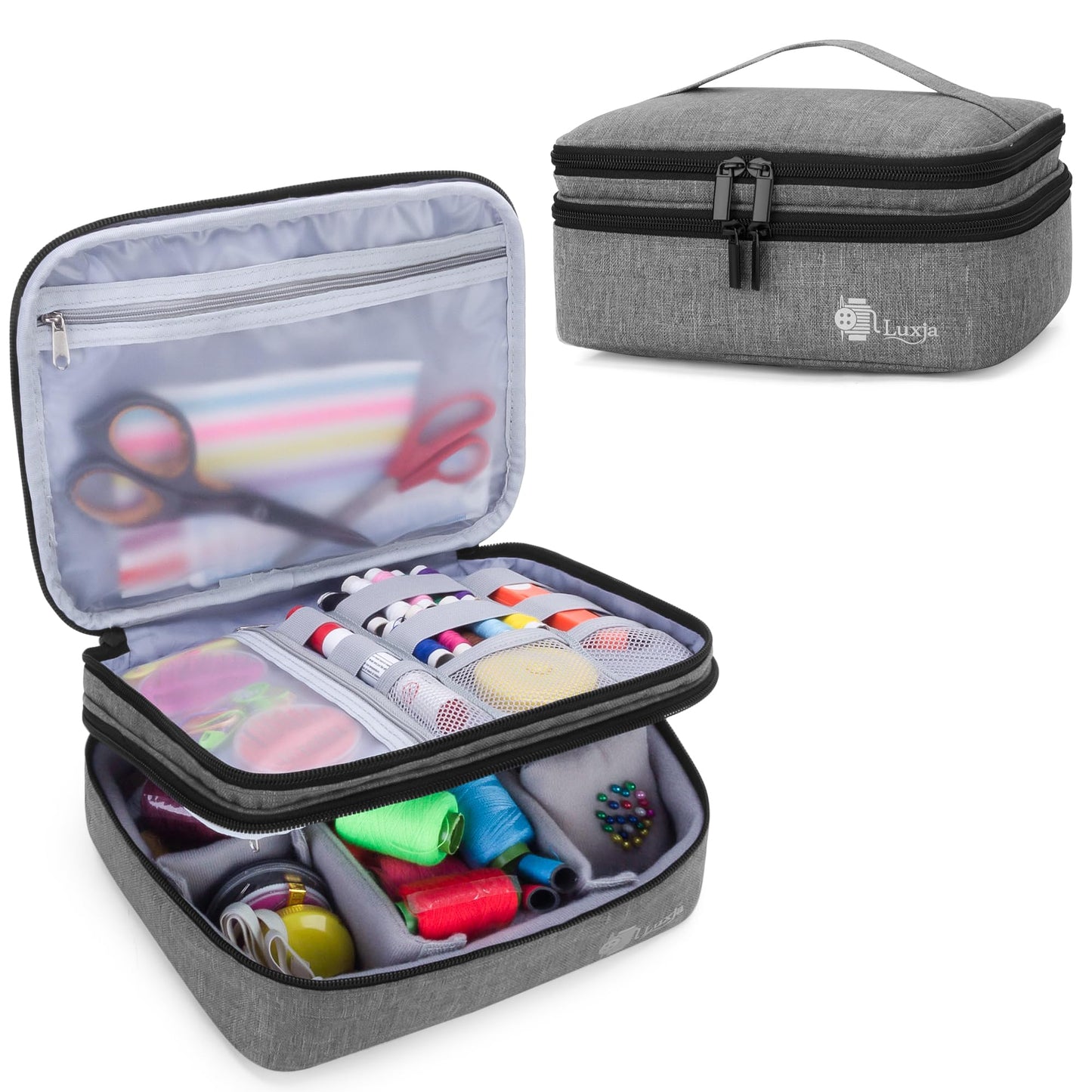 Luxja Double-Layer Medium Sewing Organizer, Gray