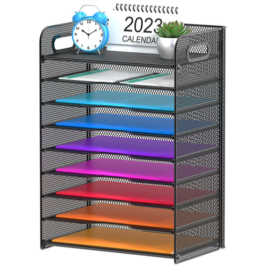 Samstar 9 Tier Desk Organizer, Mesh Paper Letter Tray File Rack Shelves Paper Sorter Storage with