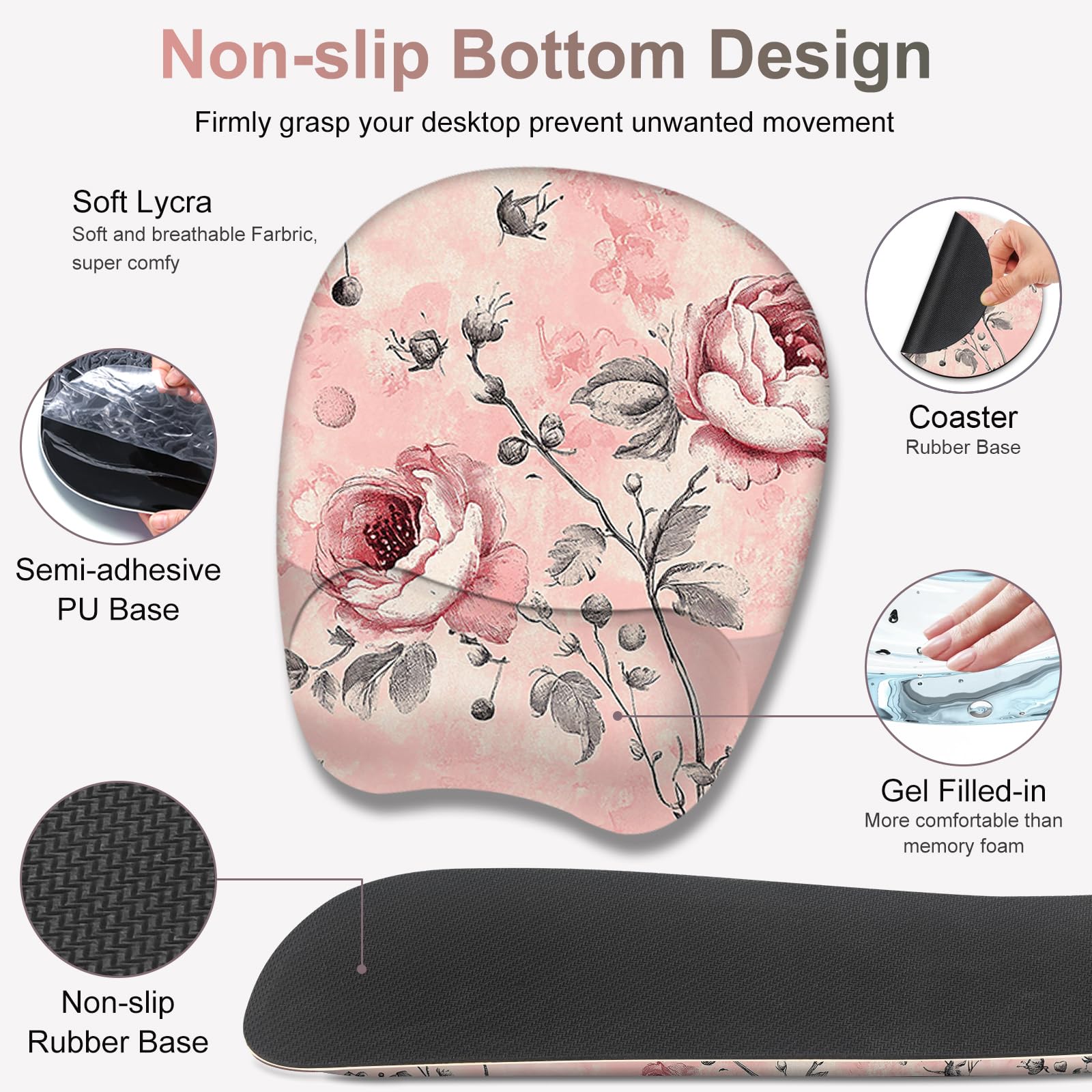 4 in 1 Large Mouse Pad, Keyboard Wrist Rest Set, Ergonomic Mouse Pad with Wrist Support, Desk Mat