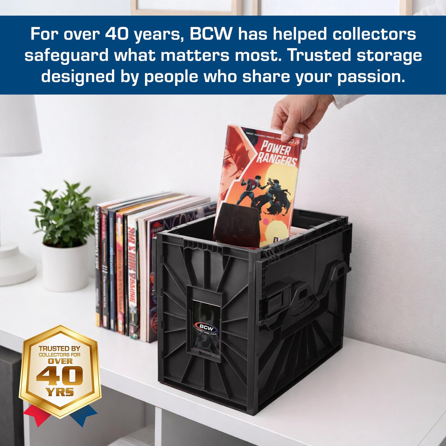 BCW Comic Bin, Black - Holds 150 Comics, Acid Free Storage and Organizer, Heavy Duty Plastic