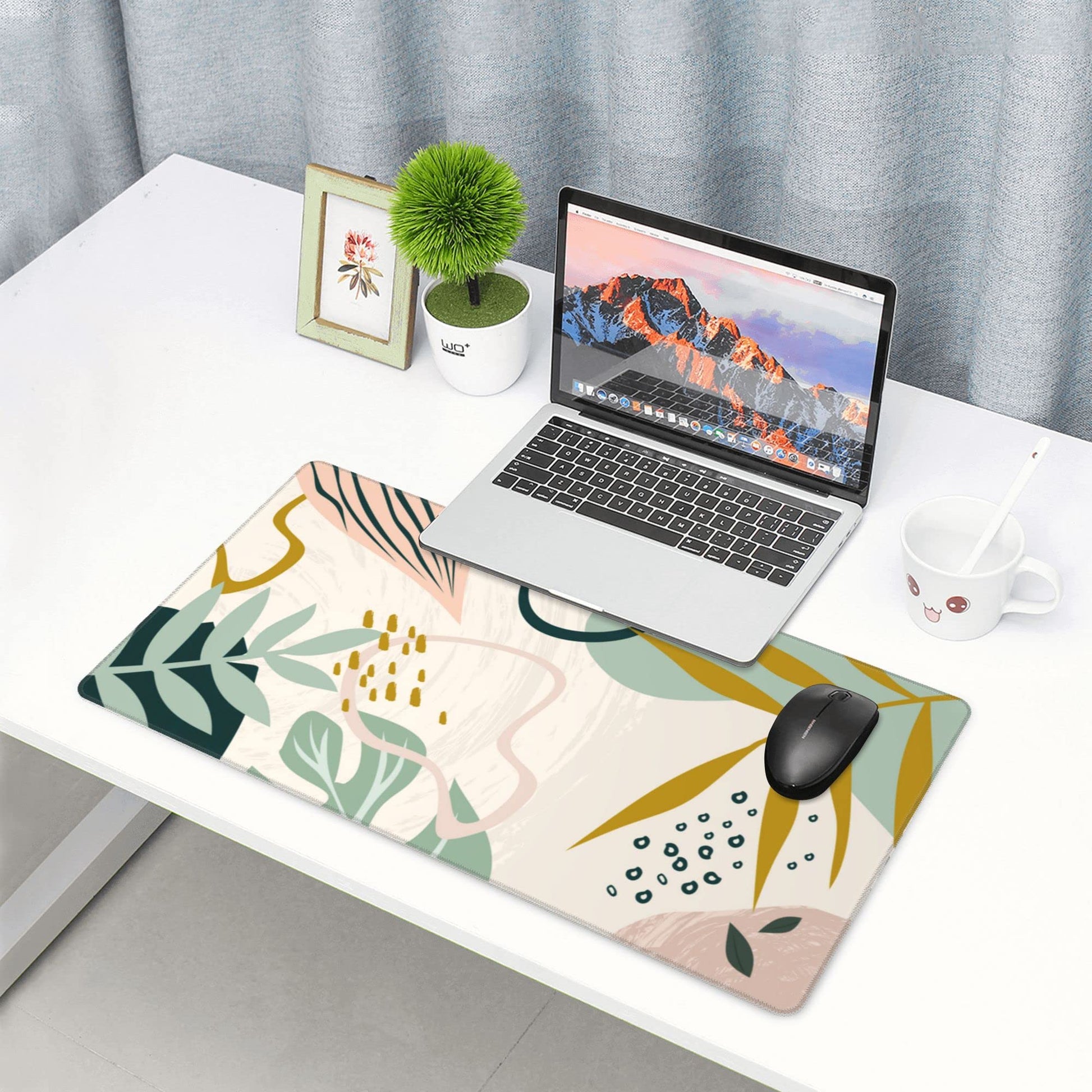 Desk Mat,Tropical Leaves Summer Plants Extended Gaming Mouse Pad for Office Work & Game,Computer