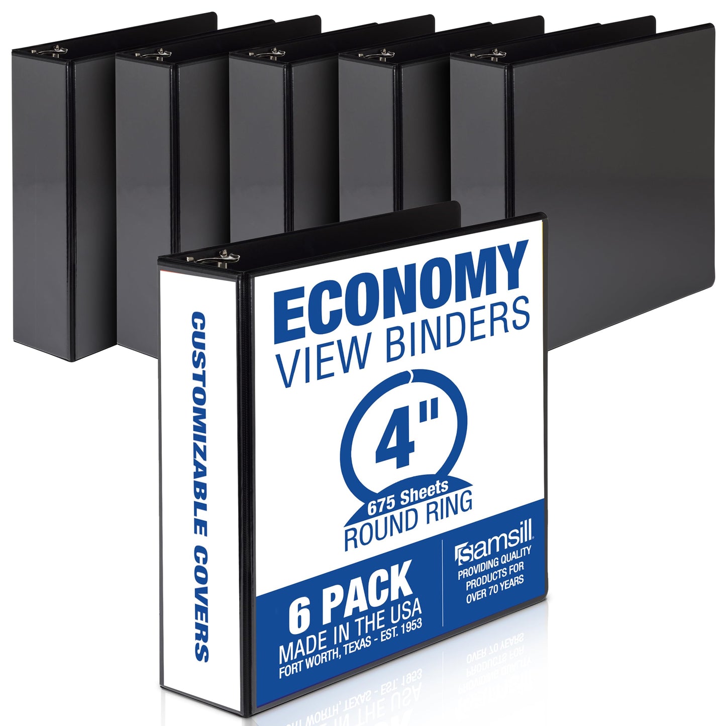 Samsill 4 Inch 3 Ring Binders, Economy Round Ring, Clear View Cover, 675 Sheet Capacity - for