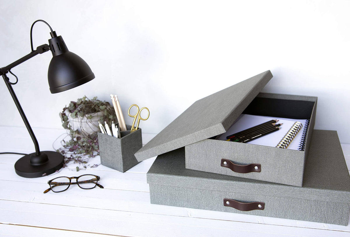 Bigso Sverker Canvas Fiberboard Legal and Art Storage Box | Scrapbook Storage Box for Loose Papers