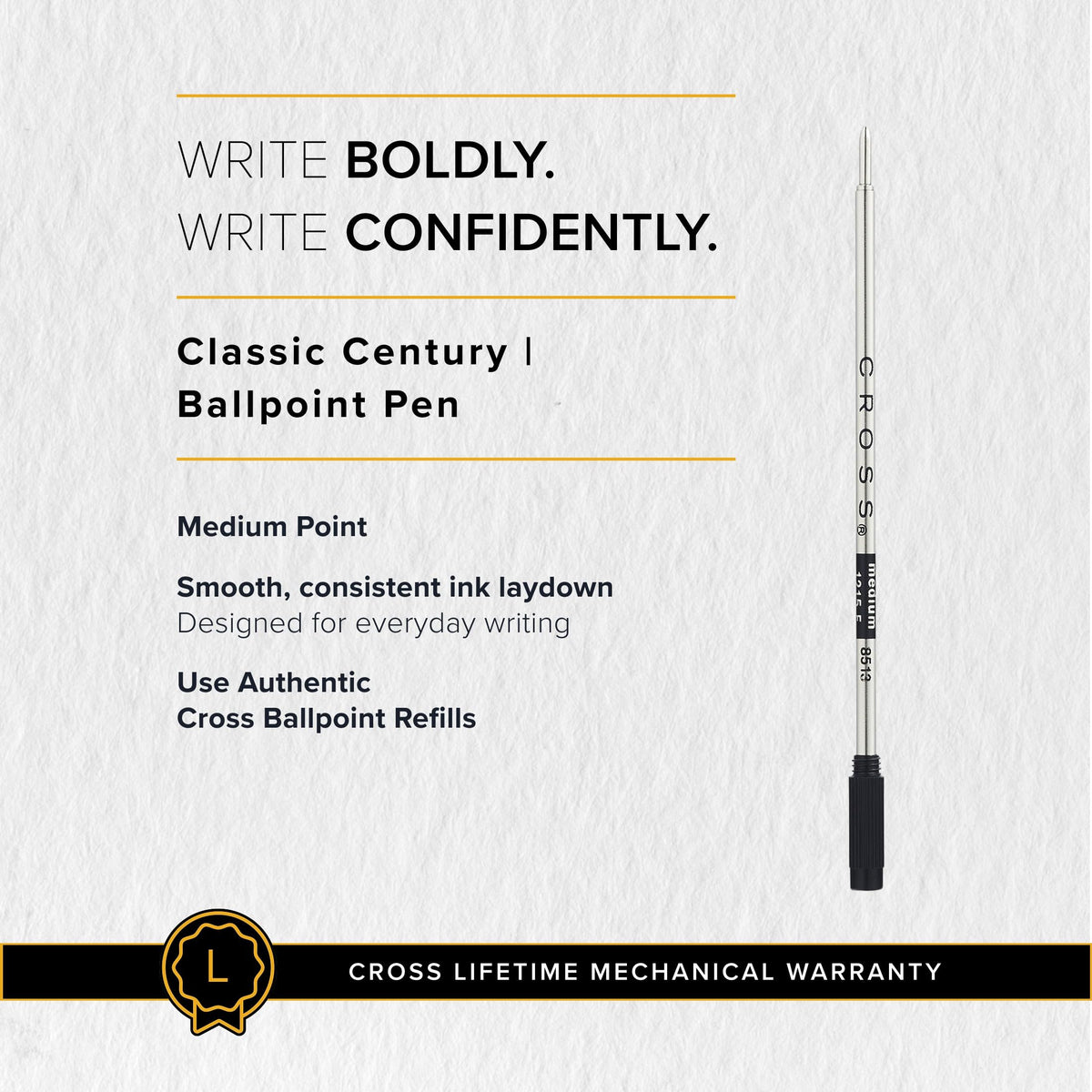 Cross Classic Century Ballpoint Pen, Multiple Colors, Black Ink
