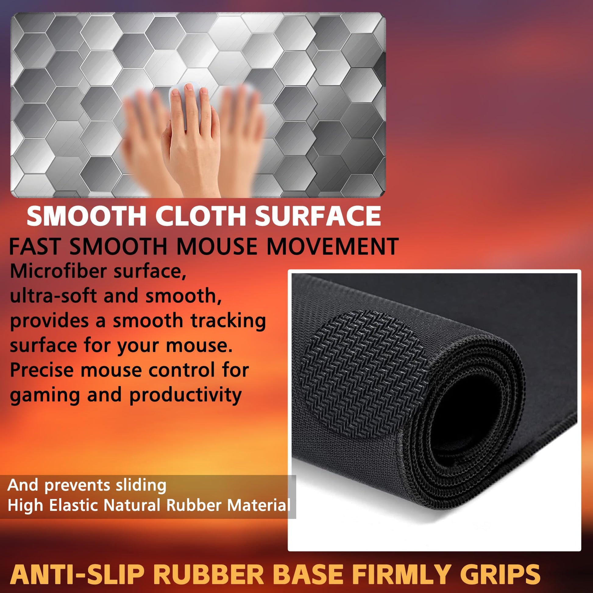 KOAIWPAE Large Gaming Mouse Pad for Desk, Silver Technology Honeycomb Desk Mat, Sci-Fi Honeycomb