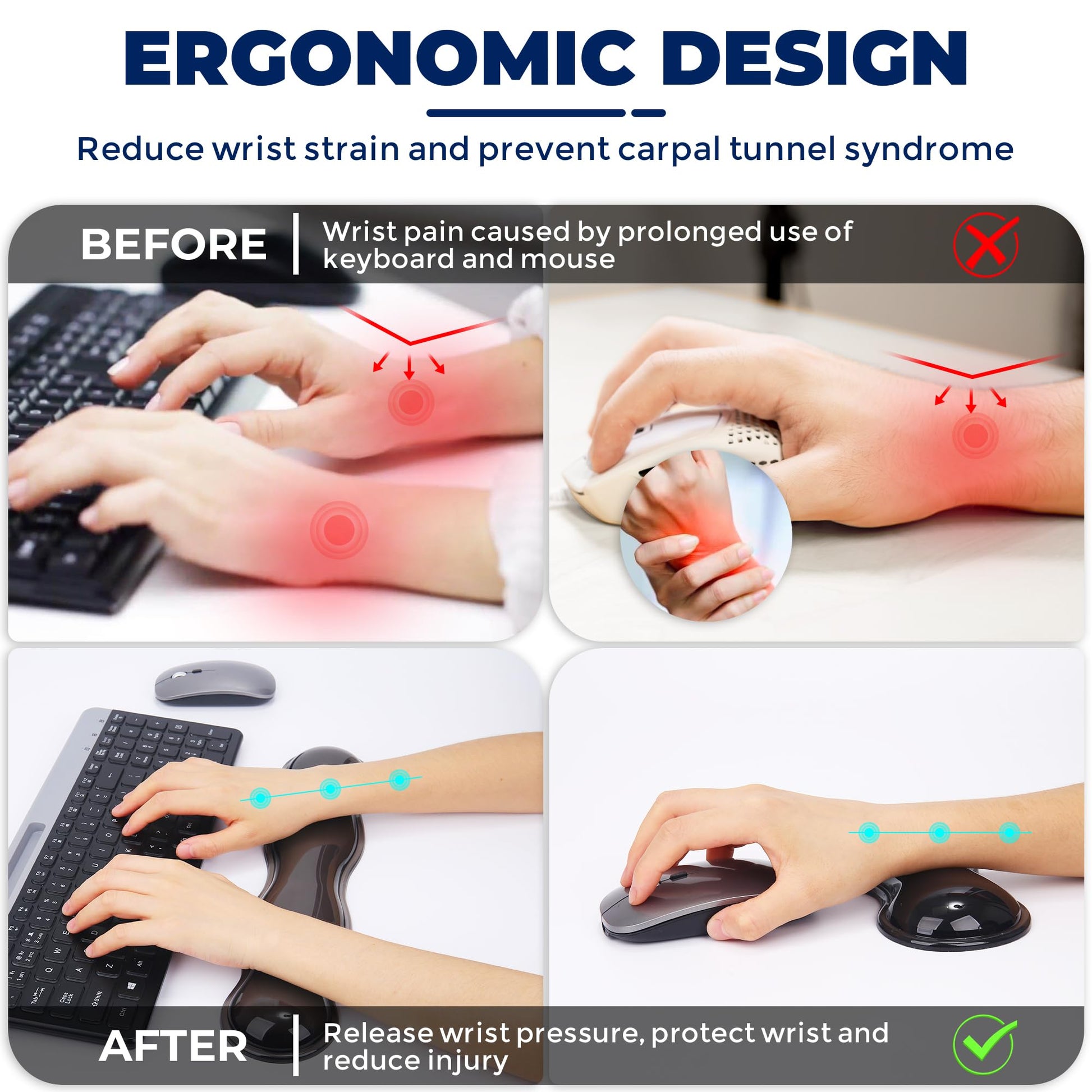 ABRONDA Gel Wrist Rest for Keyboard and Mouse, Wrist Rest for Keyboard, Mouse Wrist Support, Pain