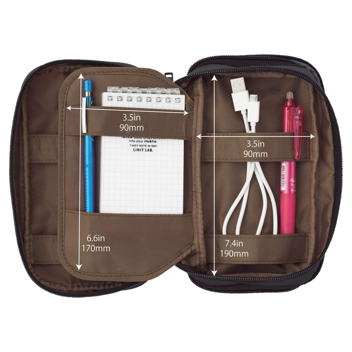 LIHIT LAB Large Capacity Triple Zipper Pencil Case For School Office College, Big Capacity 8