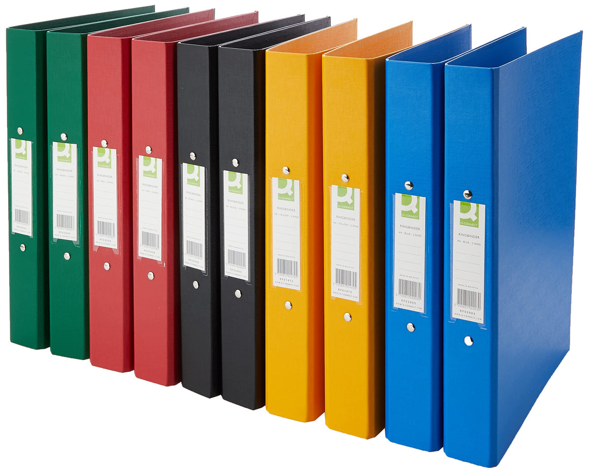 Q-Connect 25mm 2 Ring Binder Polypropylene A4 Assorted (Pack of 10) KF71446