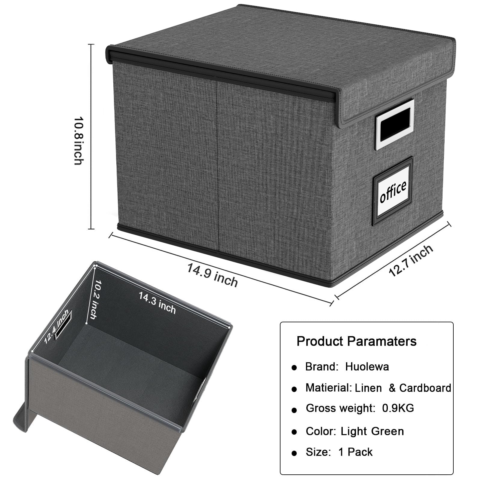 Huolewa File Organizer Box with Lids, Collapsible File Folder Organizer