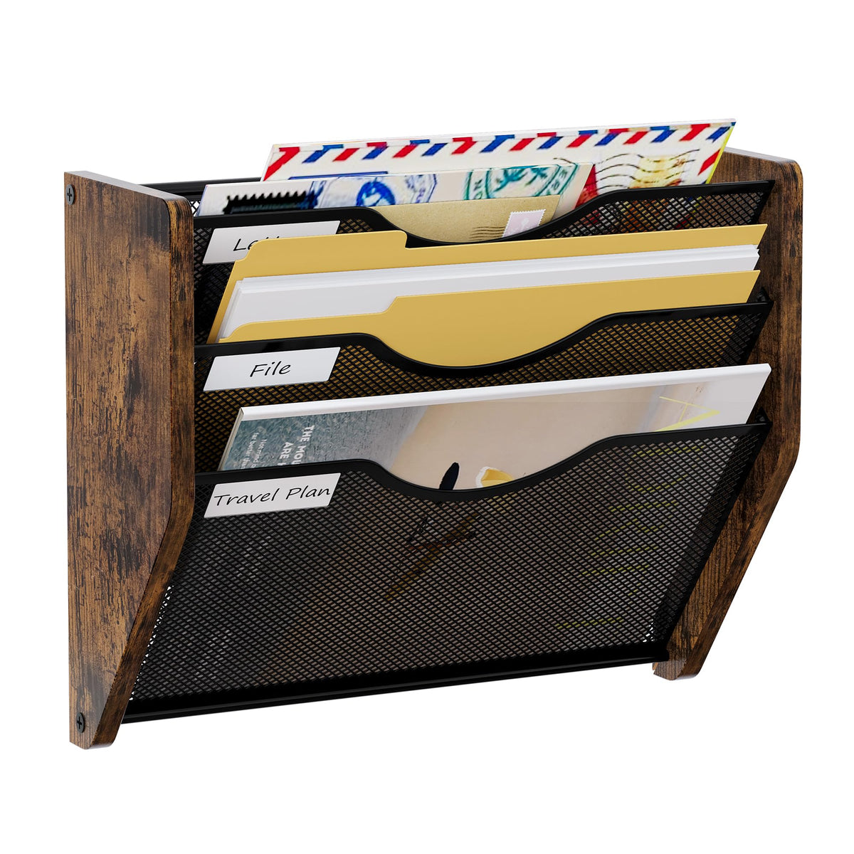 PAG-Mass Hanging Wall Files Organizer, 3 Tier Mail Organizer Wall Mounted,Hanging File