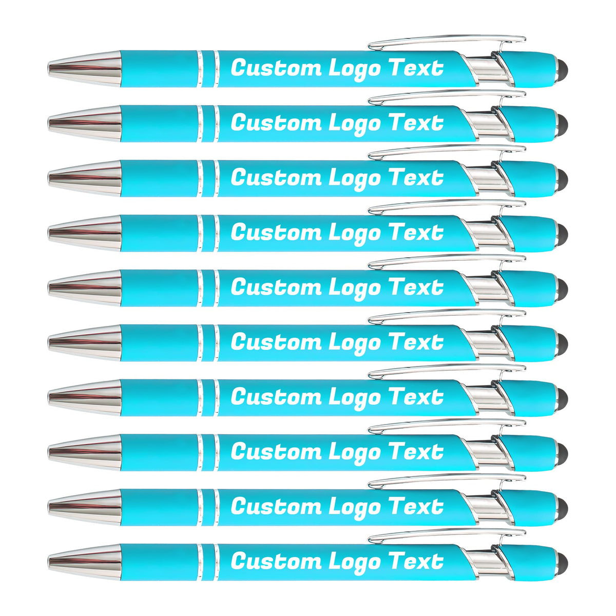 HEYZARDA Custom Pens Ballpoint with Stylus for Events, Lake Blue, 50 Pcs