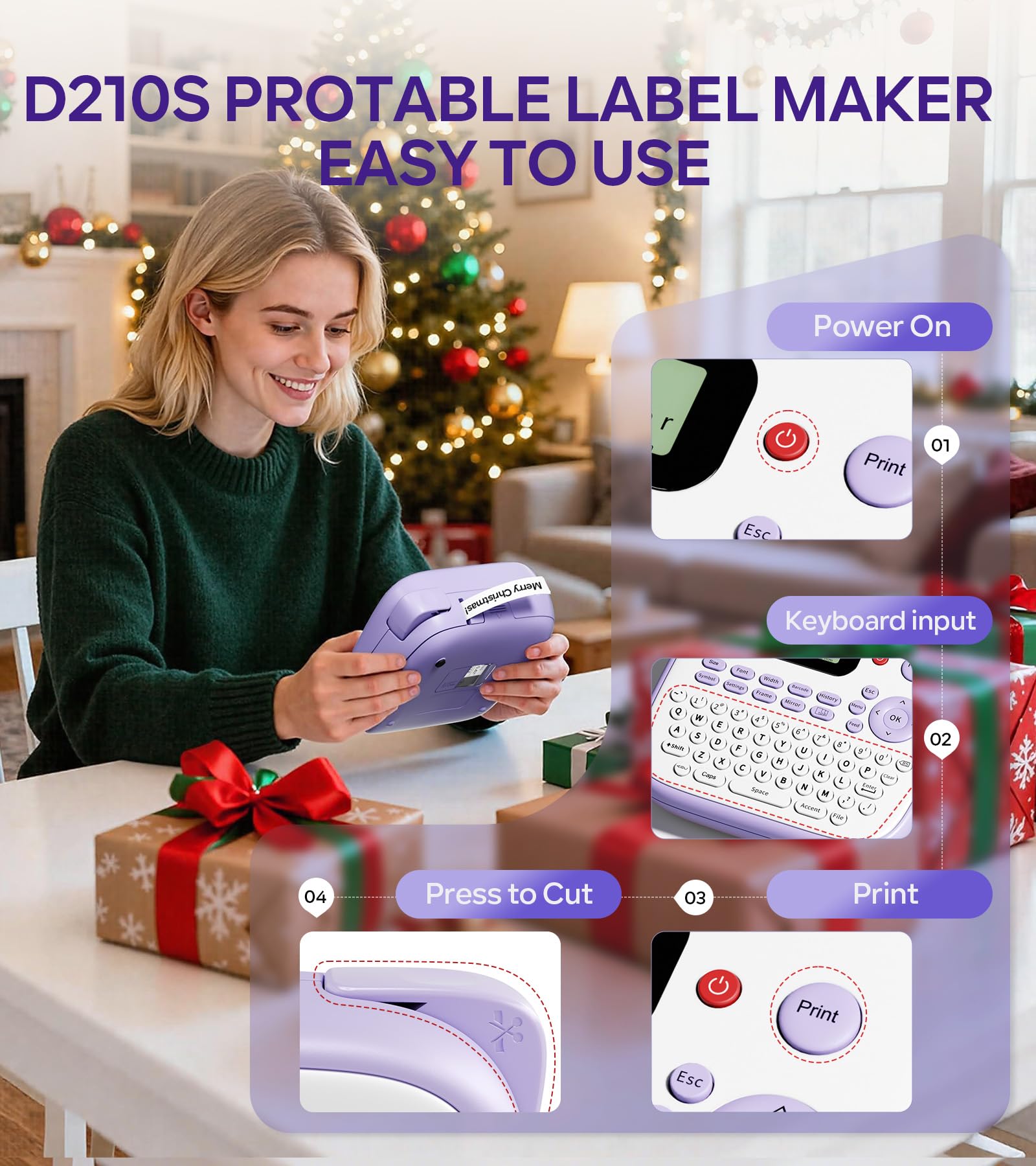 EazeID D210S Label Maker Machine with Tapes, Label Maker Waterproof-Labels