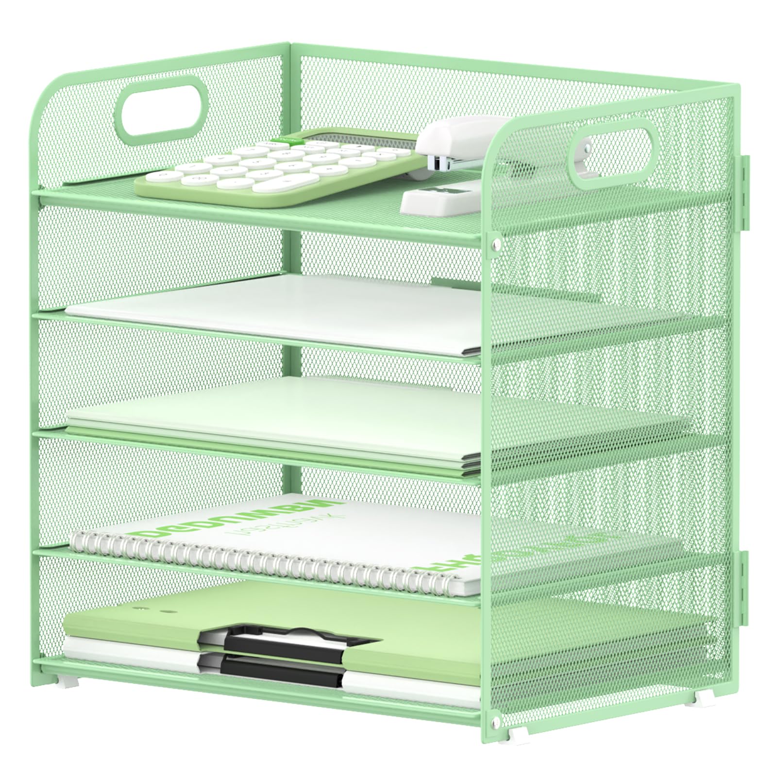 Supeasy 5 Trays Paper Organizer Letter Tray with Handle-Mesh Desk File Holders, Paper Sorter Desk