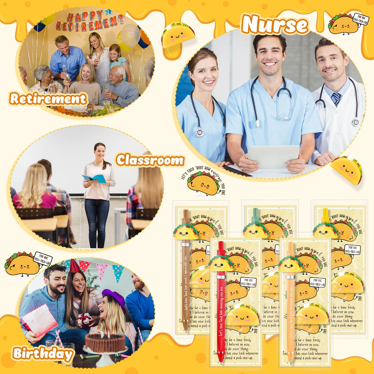 TecUnite Taco 20 Sets Classroom Motivation Gifts Bulk