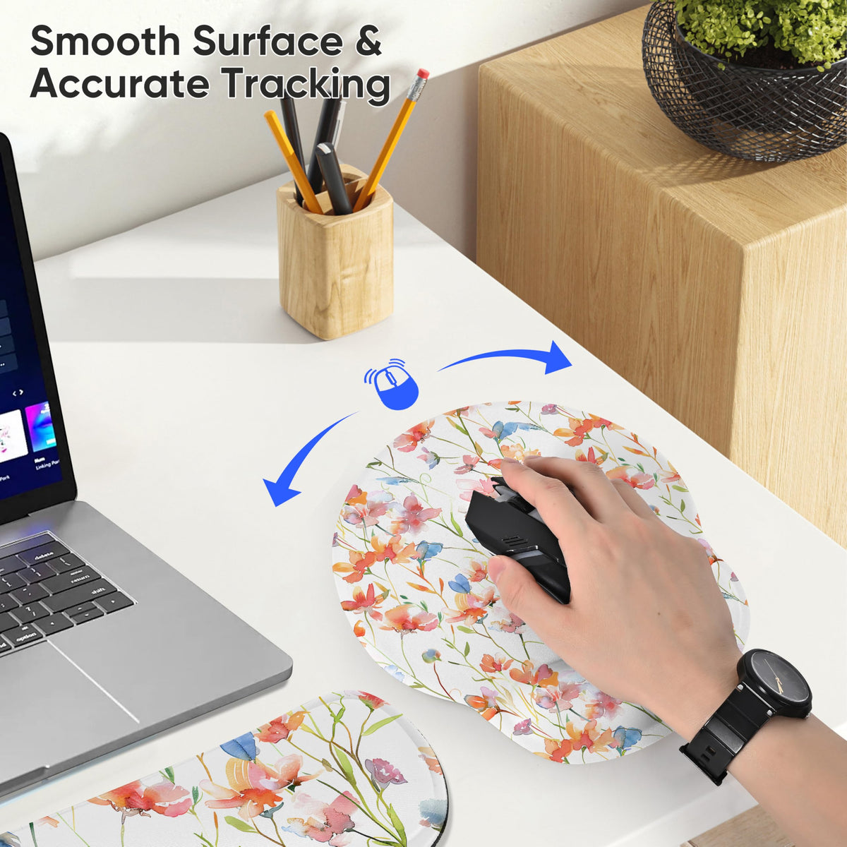 RICHEN 3 PCS Computer Mouse Pads for Desk with Coaster Set, Non-Slip Keyboard Wrist Rest and Mouse