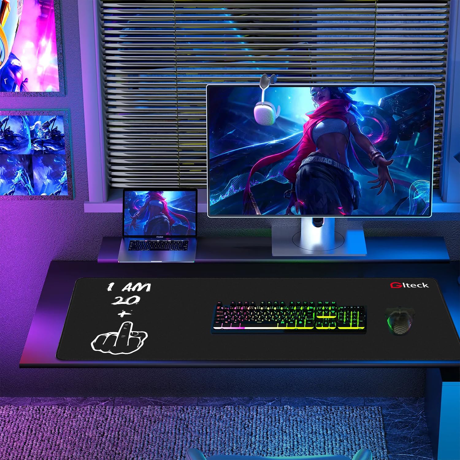 GGLTECK Mouse Pad with 21st Birthday Creative Printing, 36"x16.5" Extended Non-Slip Rubber Mouse