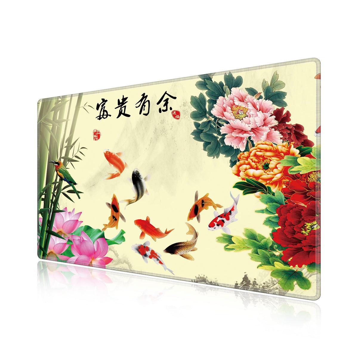 LL-COEUR XXL Landscape Gaming Mouse Pad Computer Keyboard Mat Office Desk Pad (Fish, 23.6" x 15.7"