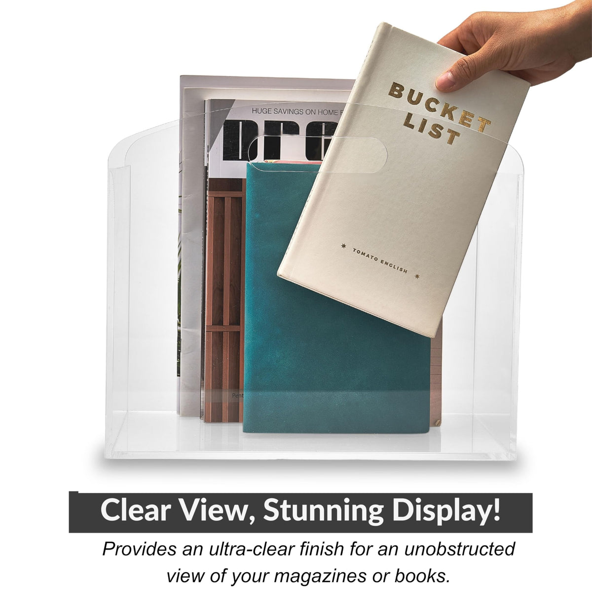 Meicloud Magazine Rack - Clear Acrylic Magazine Holder, Acrylic Newspaper Stand Organizer with
