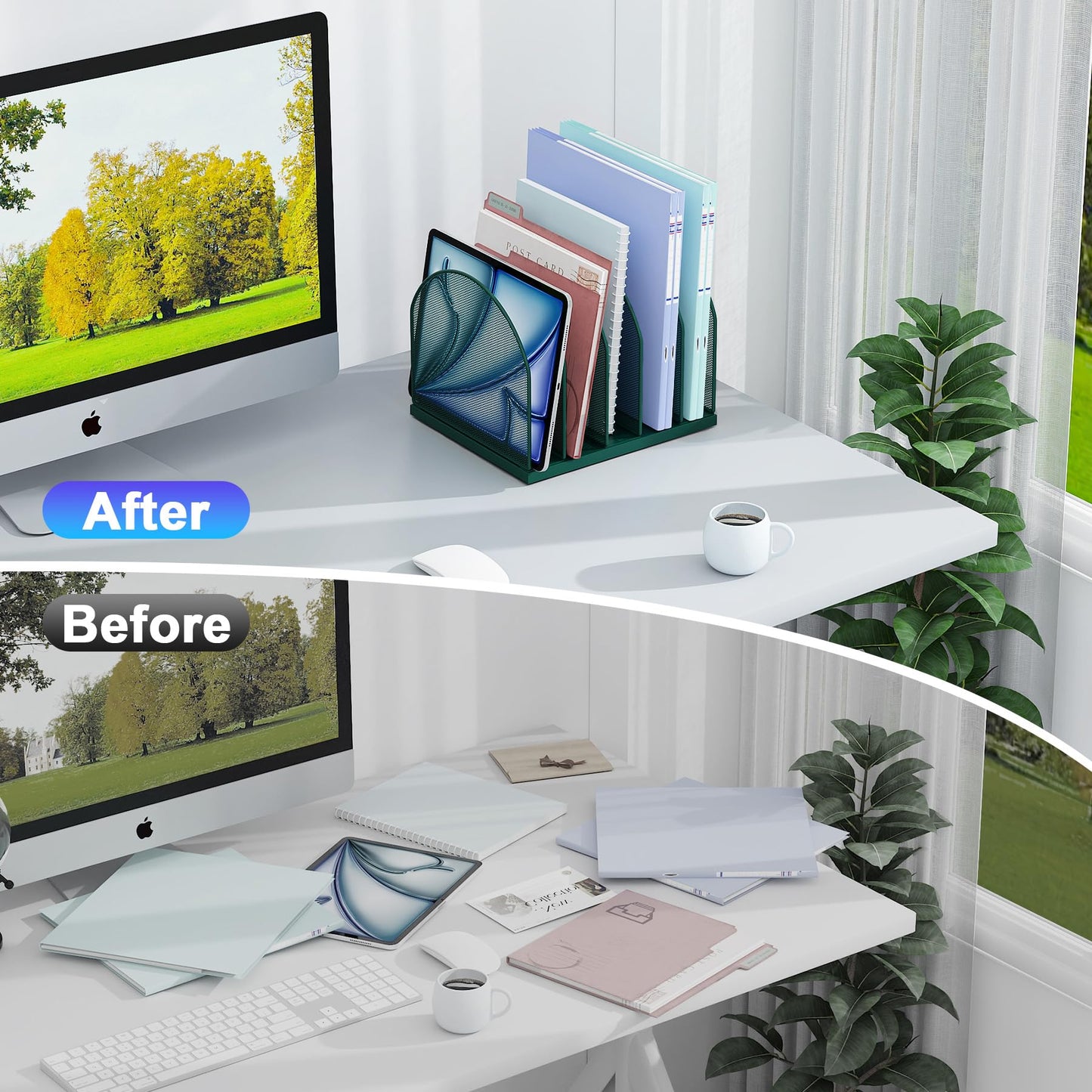 gianotter Desktop File Organizer with 5 Compartments
