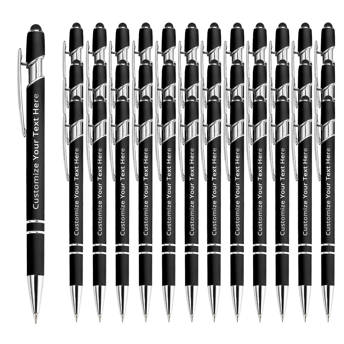 Aolun 36 Personalized Pens in Bulk with Stylus Engraved Custom Pens,Soft Touch Metal,Engraving