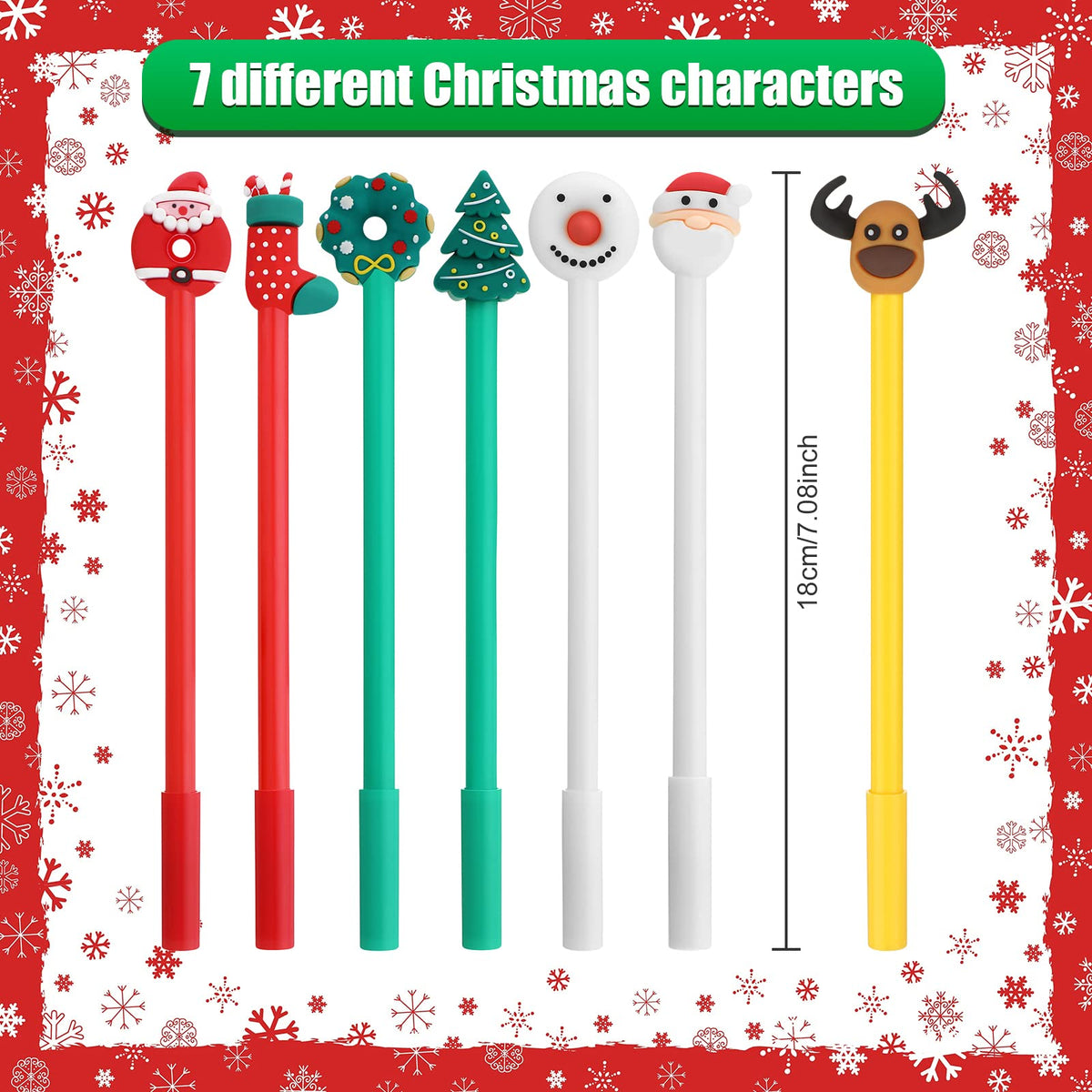 Zonon 200 Pieces Christmas Novelty Fun Gel Pen Bulk, 7 Styles, Black Ink