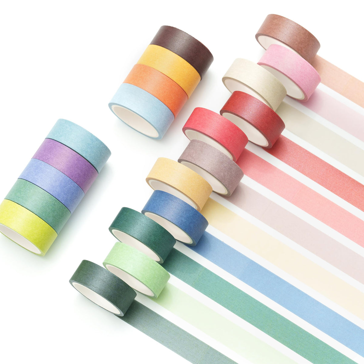 YUBBAEX 20 Rolls Solid Colors Washi Tape Set Pastel Colored Masking Rainbow Decorative Tapes