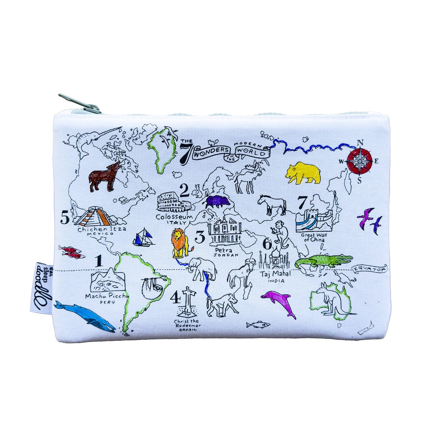 eatsleepdoodle Cotton World Map Coloring Pencil Case, 10pk Washable Markers
