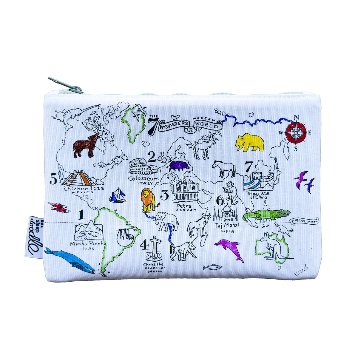 eatsleepdoodle Cotton World Map Coloring Pencil Case, 10pk Washable Markers