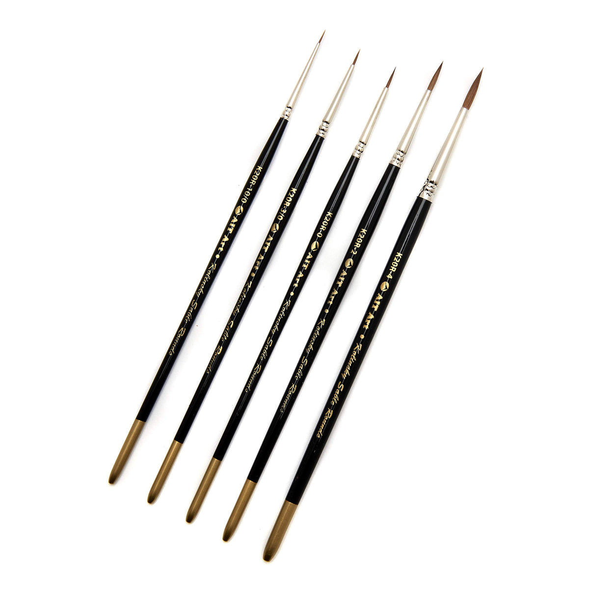 AIT Art Premium Detail Brush Set, 5 Pure Kolinsky Russian Red Sable Paint Brushes, Handmade in USA