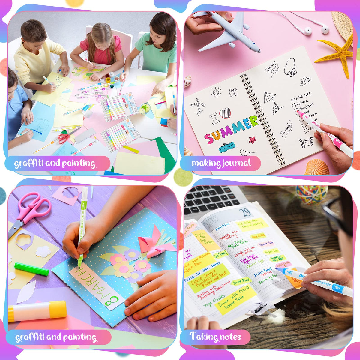 Zhehao 40 Pcs Erasable Highlighters Set, 10 Assorted Pastel Colors