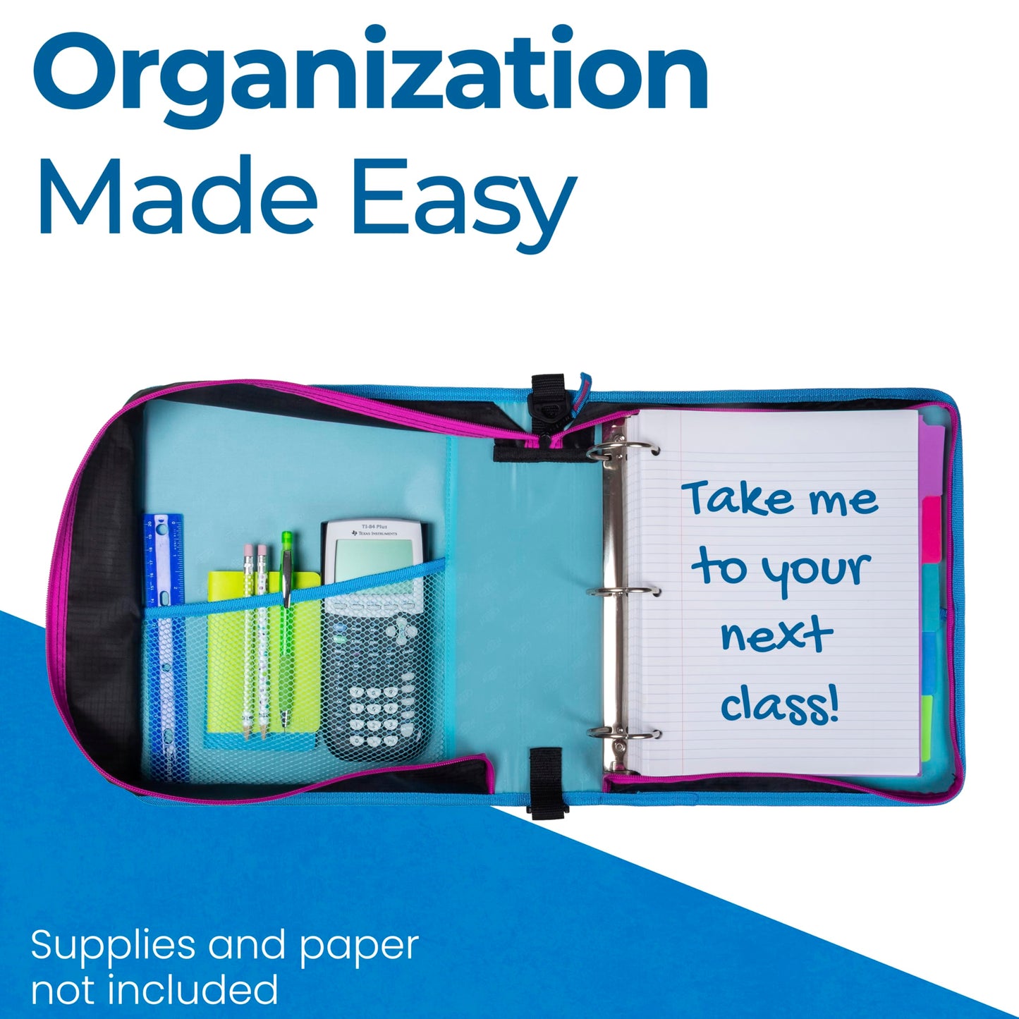 The Universal Zipper Binder - 2" O-Rings - Padded Pocket Holds up to 13 Inch Laptop/Tablet